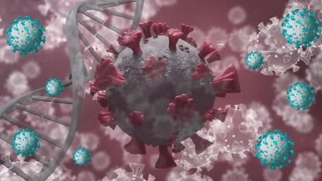 animation of virus cells over dna strand