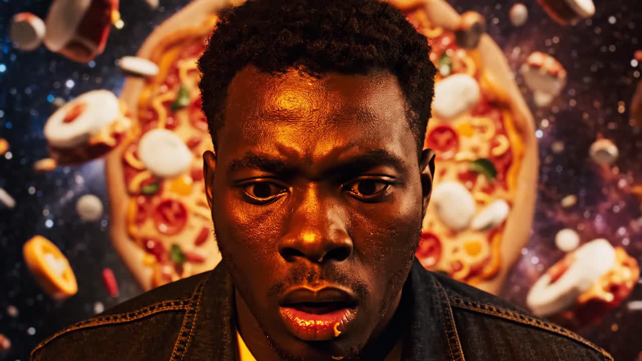 Man with Pizza Background