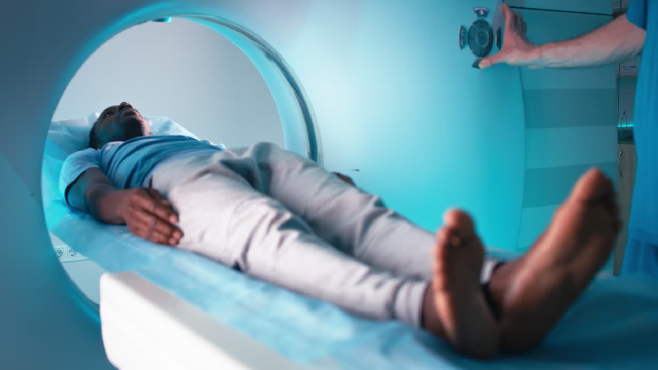 Patient undergoing a CT scan procedure