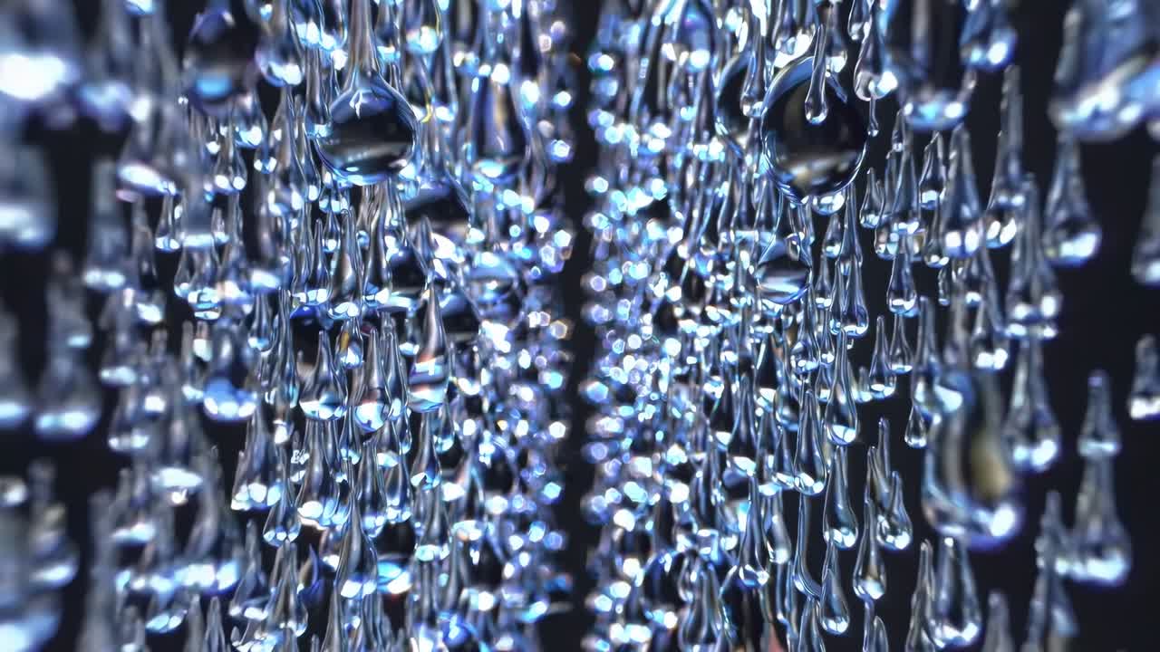 Abstract closeup of illuminated glass droplets