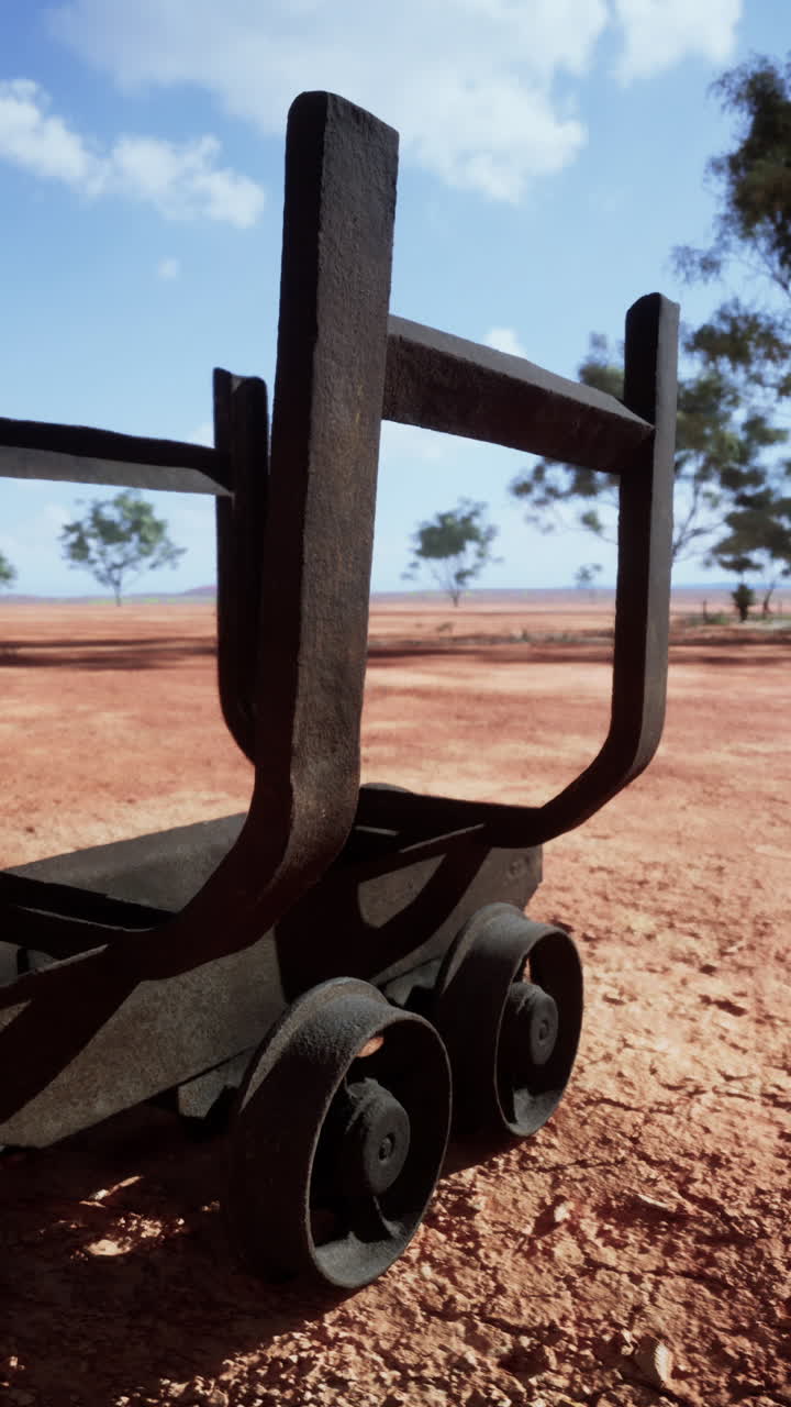 아웃백에서 녹슬은 광산 카트