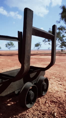 carro de minería oxidado en el interior