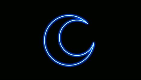 neon sign lights moon shape animation on black background