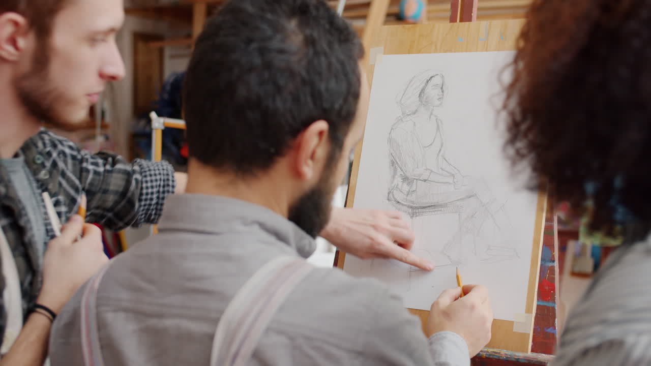 Art Students Observing Life Drawing Session