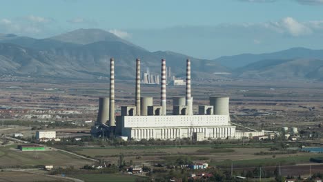 coal fired power station plant with no smoke sunny day clear sky wide shot