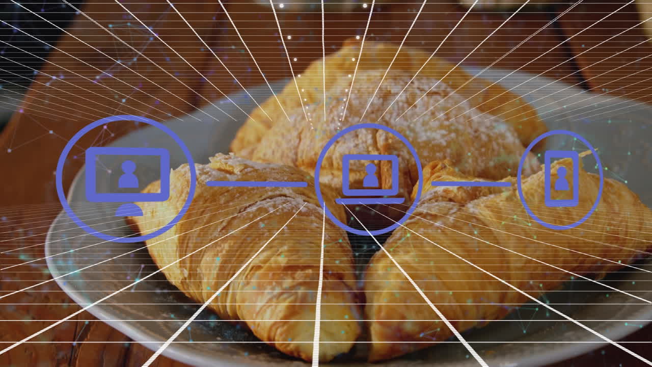 네트워크와 인터페이스를 통해 텍스트 판매의 애니메이션과 vr 헤드 ⁇ 을 착용한 사람