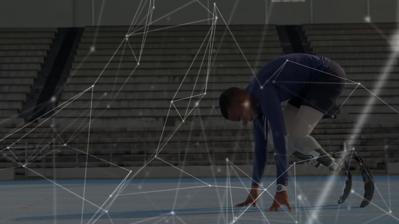 red de conexiones con atletas discapacitados con piernas protésicas