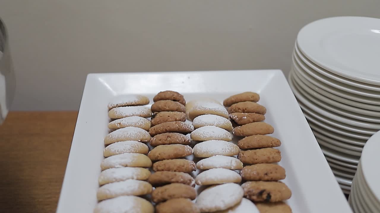 Sweet cookies for a wedding event, video shot in detail of the buffet. closed video HD