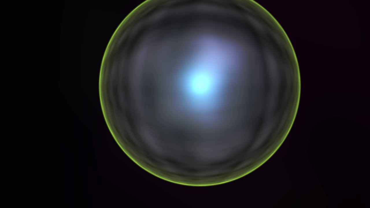Animated Abstract Sphere with Pulsating Blue Light and Green Outline