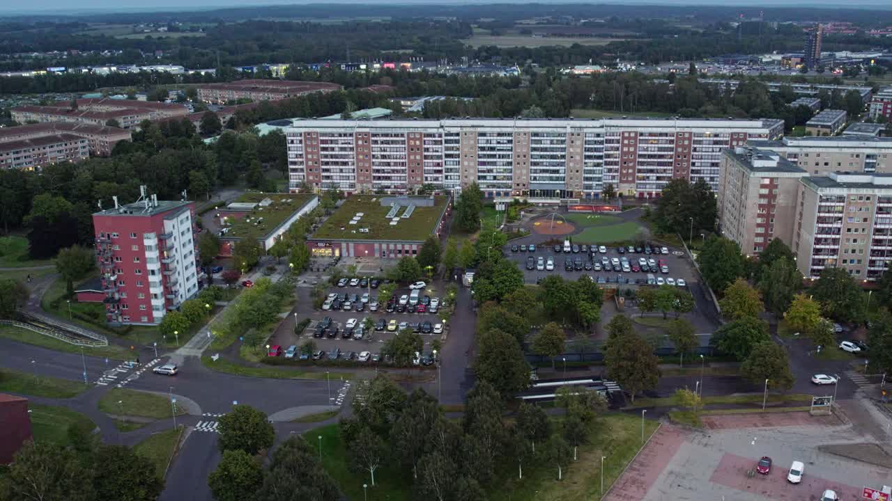 Letecký záběr městské oblasti South Halmstad ve Švédsku