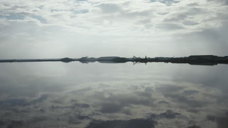 salt marshes in salin du midi aigues-mortes aerial drone view cloudy day