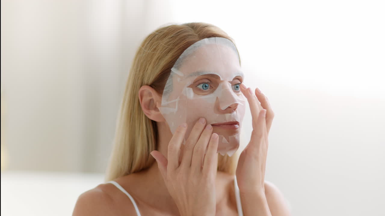 Woman Applying Face Mask