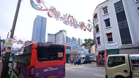 singapore street scene with festive decorations