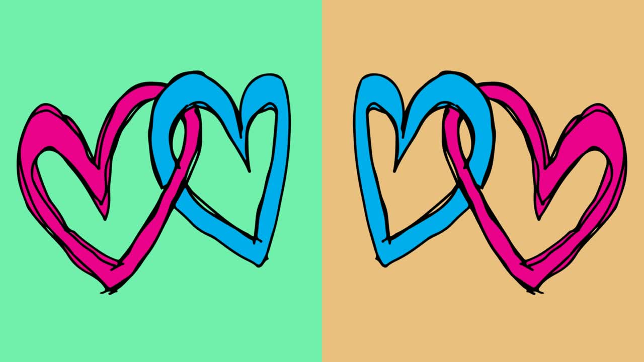 아이들이 사랑의 주제로 팝 아트를 그림 그리는 원활한 배경