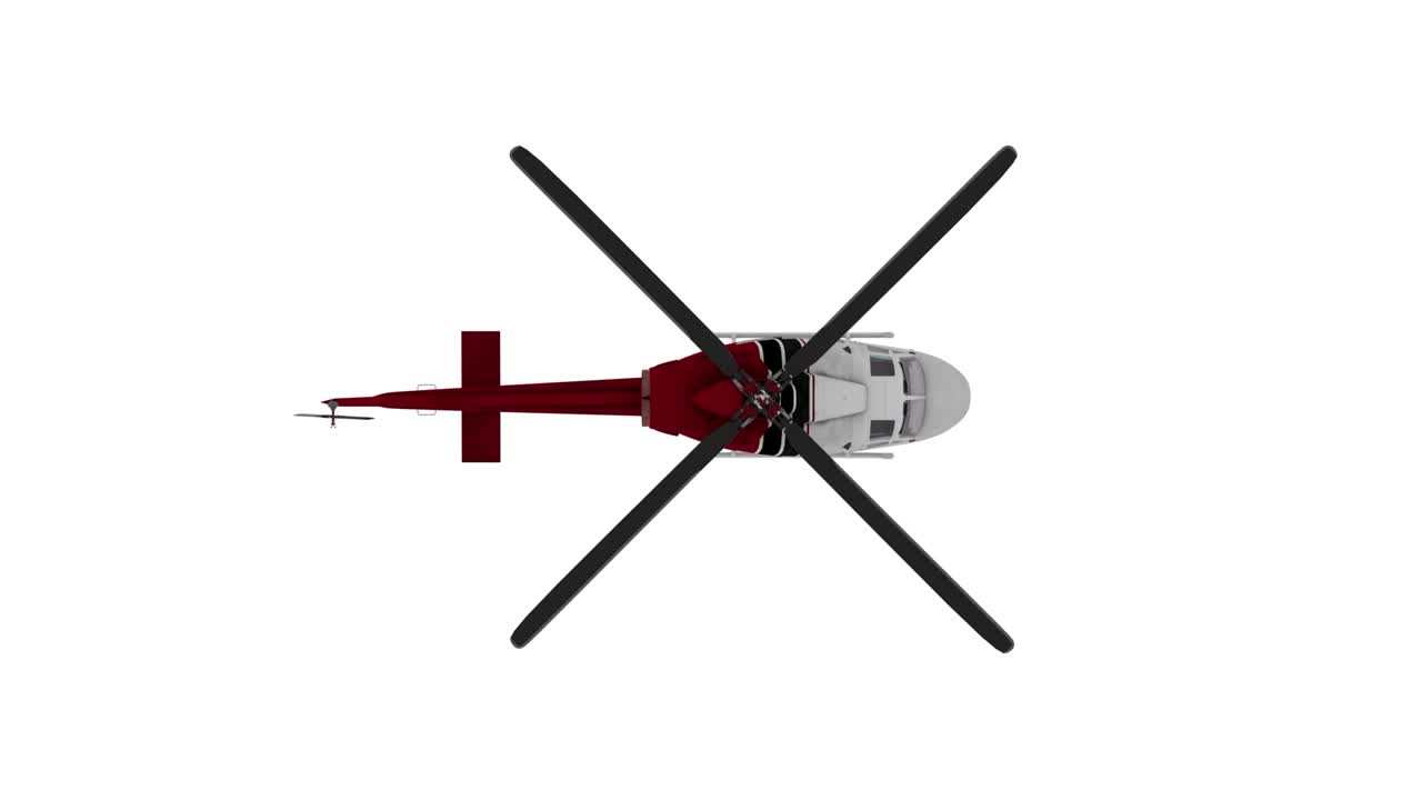 animación de vuelo de helicóptero, el canal alfa incluido. vista superior