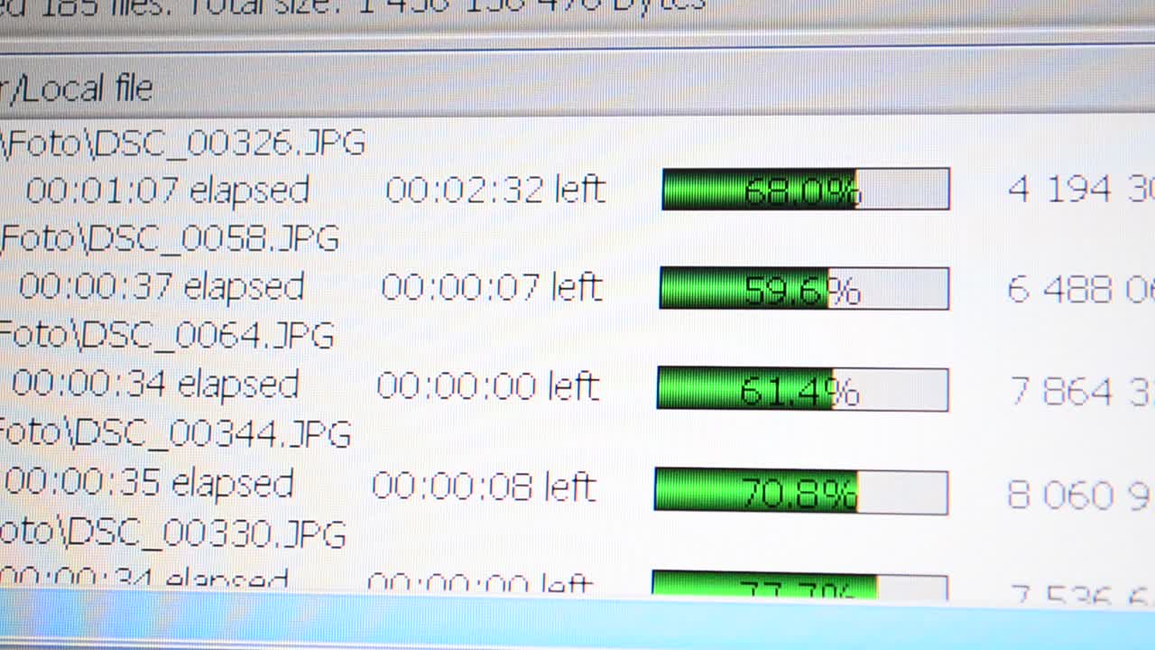 Loading of files. The process file uploading in the internet on a computer screen