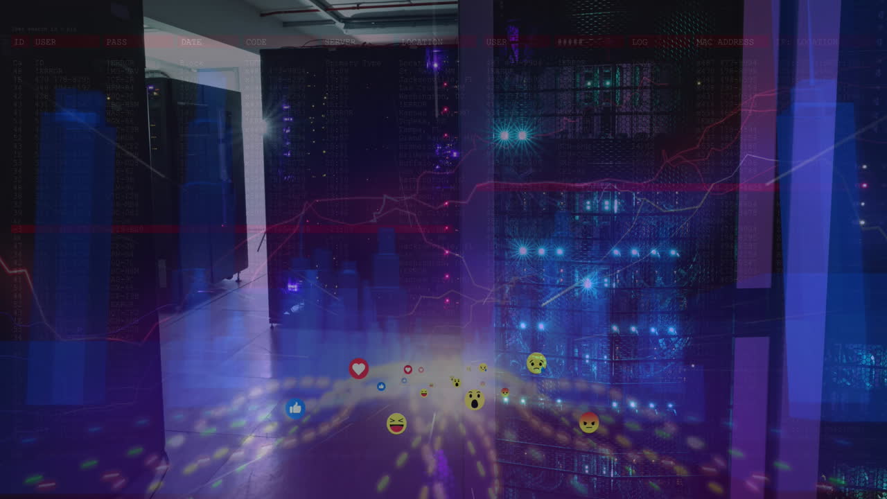 animación de la interfaz digital y el procesamiento de datos sobre un fondo oscuro