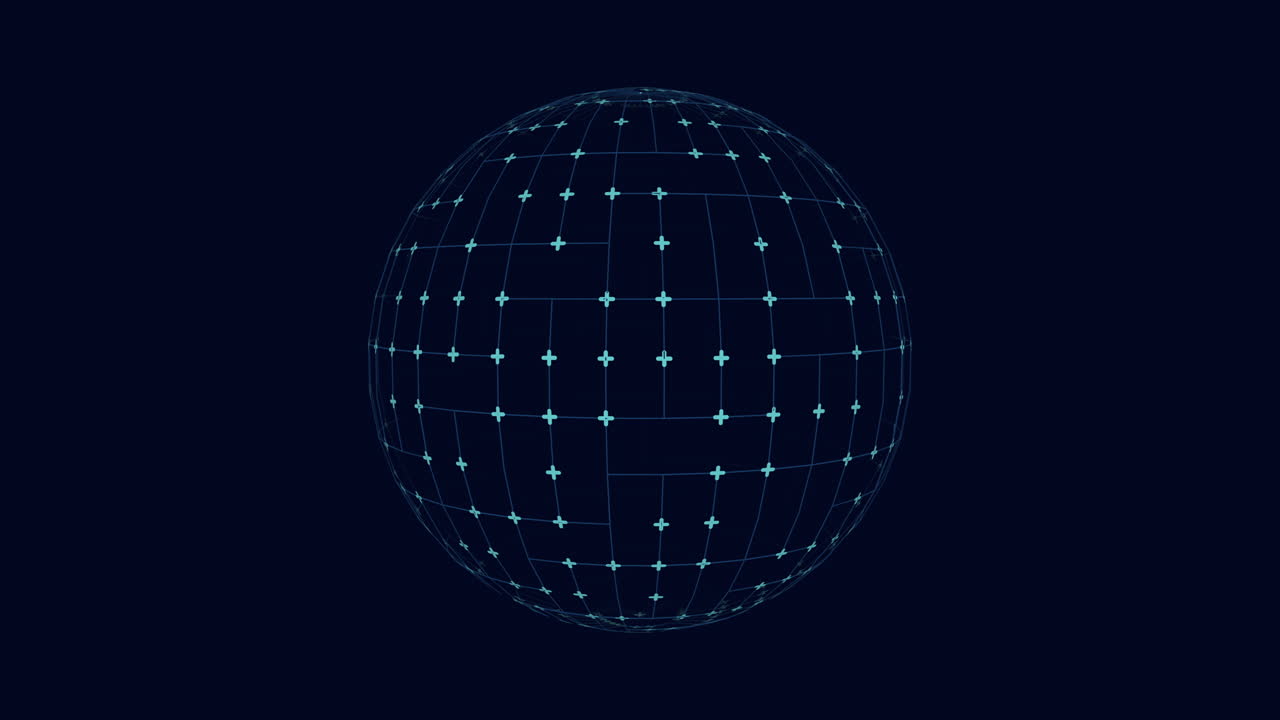 A 3D model shows a black sphere with a green circular grid made of dots. It floats in space, showcasing a unique and striking visual display
