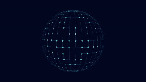 a 3d model shows a black sphere with a green circular grid made of dots. it floats in space, showcasing a unique and striking visual display