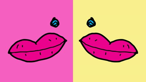 kids drawing pop art seamless background with theme of lips