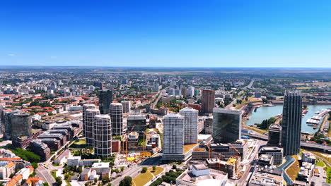 bratislava skyline view. bratislava's skyline features modern architecture and urban life under a blue sky, reflecting its vibrant atmosphere