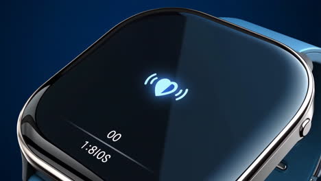 close-up of a smartwatch displaying a heart rate monitor