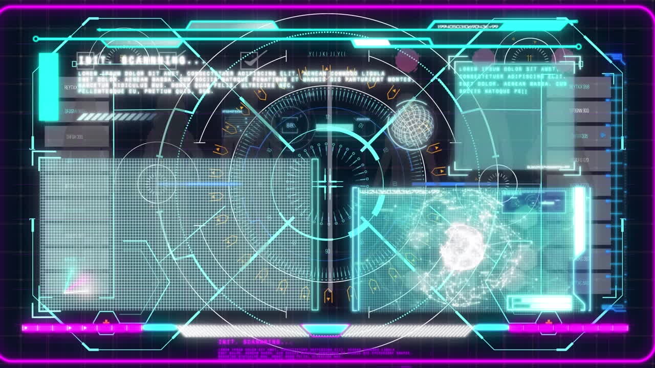 검은색 배경에 데이터 처리에 대한 범위 스캐닝의 애니메이션