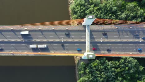 aerial view of traffic on highway road