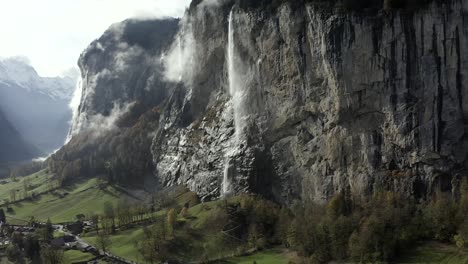 staubach fall, a waterfall in lauterbrunnen, switzerland.