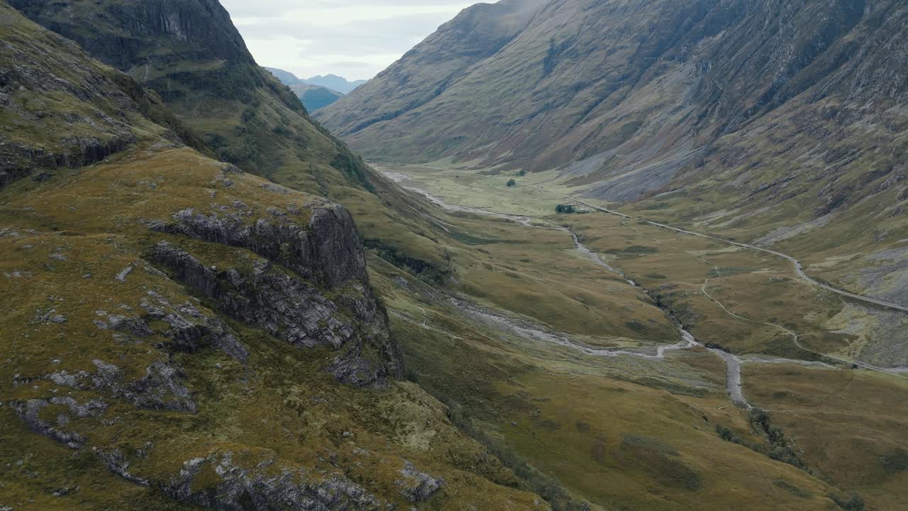 Aerial View of Glencoe Valley in the Scottish Highlands