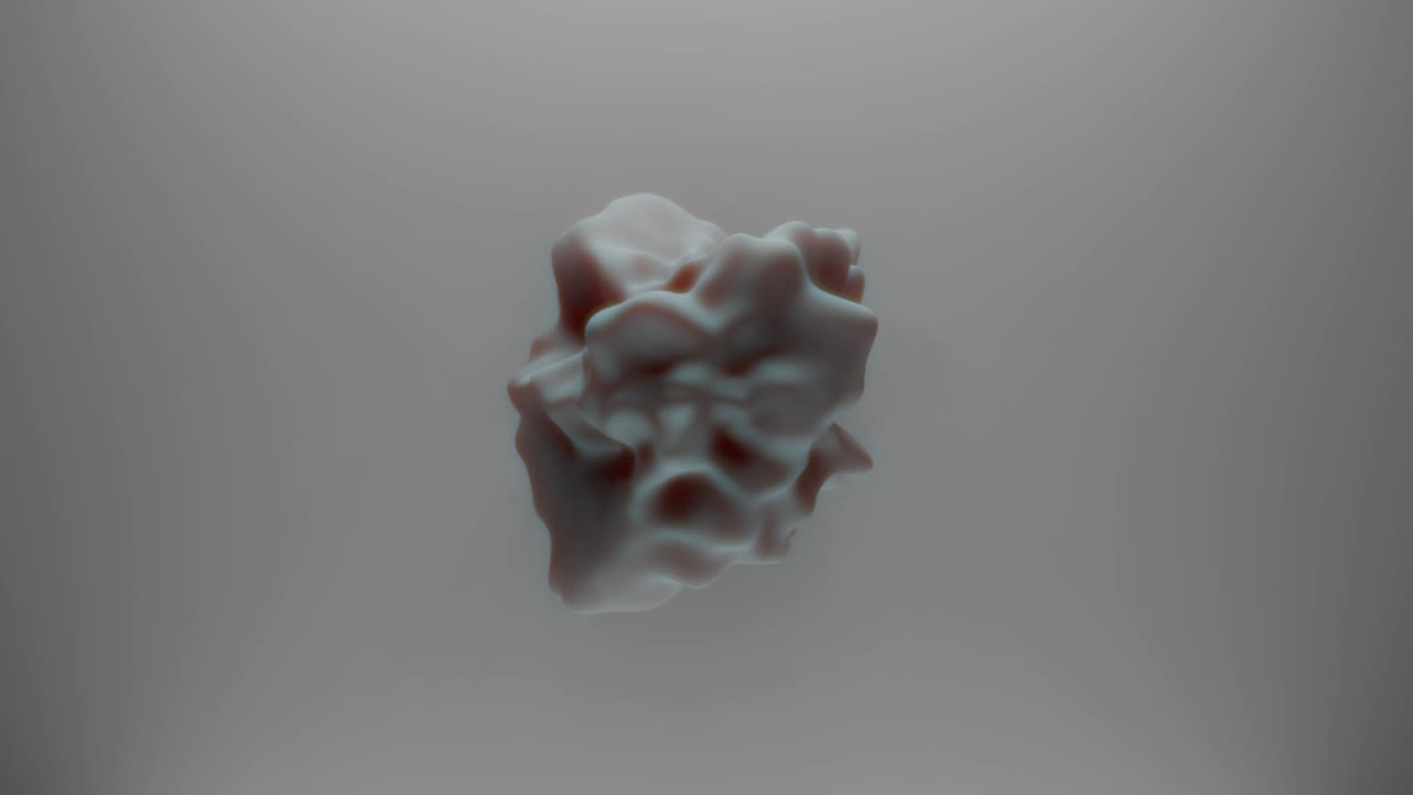 Simple animation of future form 4K. Abstract grey 3d rendering shape waving transform in random direction. Seamless loop metamorphose of amorphous shape
