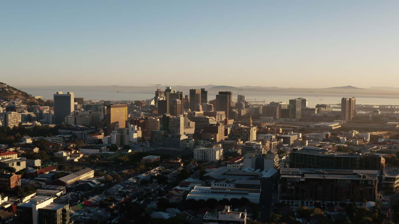 Orbiting Sunrise Drone Shot of City Bowl in Cape Town, South Africa