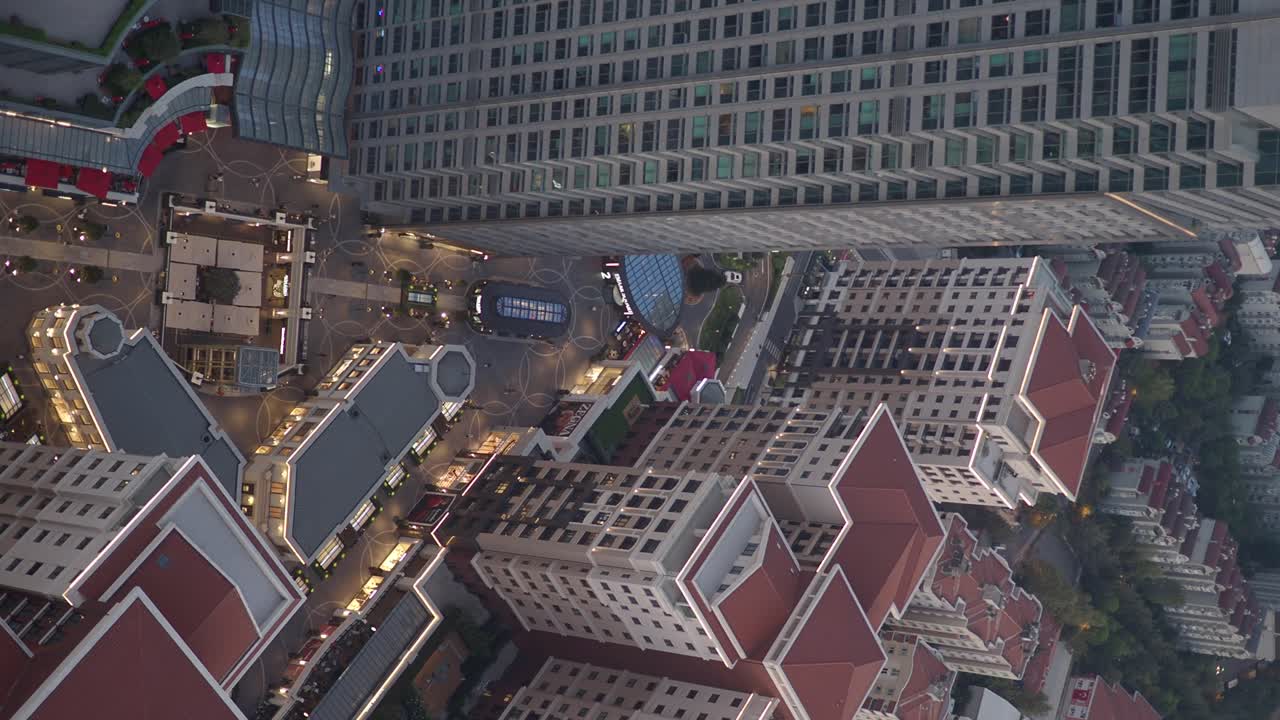 Aerial View of a Cityscape at Dusk