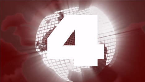 number 5 glowing over globe with grid pattern, animation in background