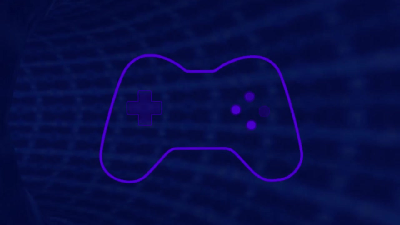 Animation of purple video game logo