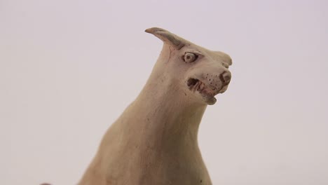 dog ceramic figurine on a white background. close-up