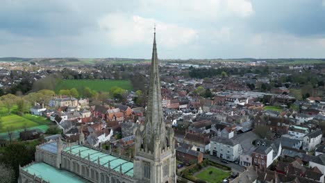 church spire saffron walden essex uk drone aerial footage