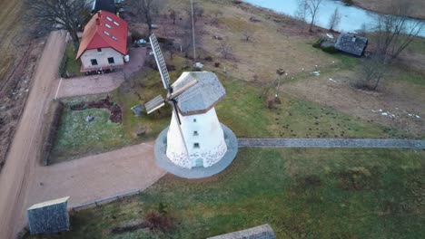 Old-Araisi-Windmill-in-Latvia-Aerial-Shot-From-Above