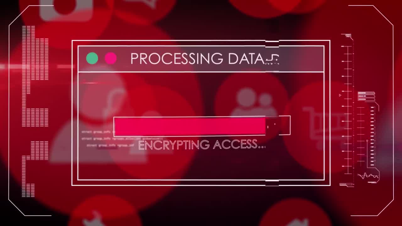 animación del procesamiento de datos financieros sobre iconos de personas rojas