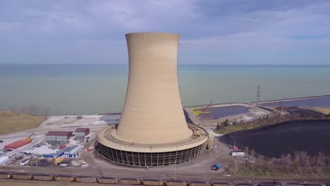 good aerial over a nuclear power plant on lake michigan 7