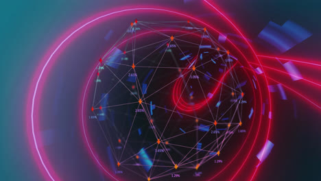 animación del globo de la red de conexiones sobre el túnel brillante en un patrón sin costuras