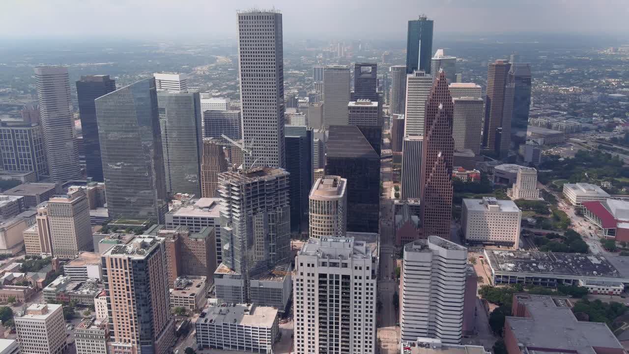 vista por drones del horizonte del centro de houston y sus alrededores