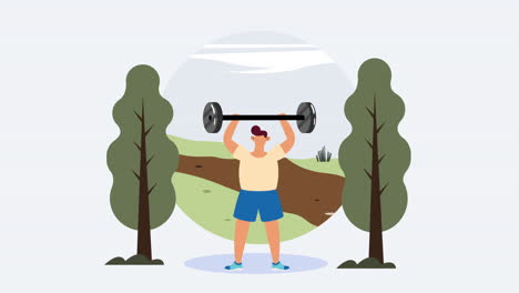 man weightlifting outdoors