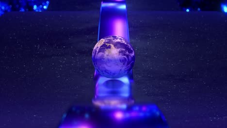 earth on a neon path in space