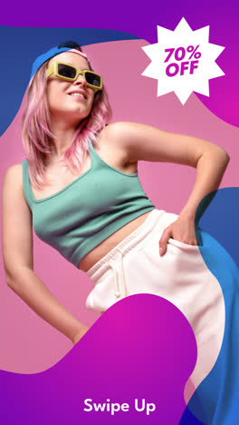 fashion advertisement for new arrivals and 70% off sale
