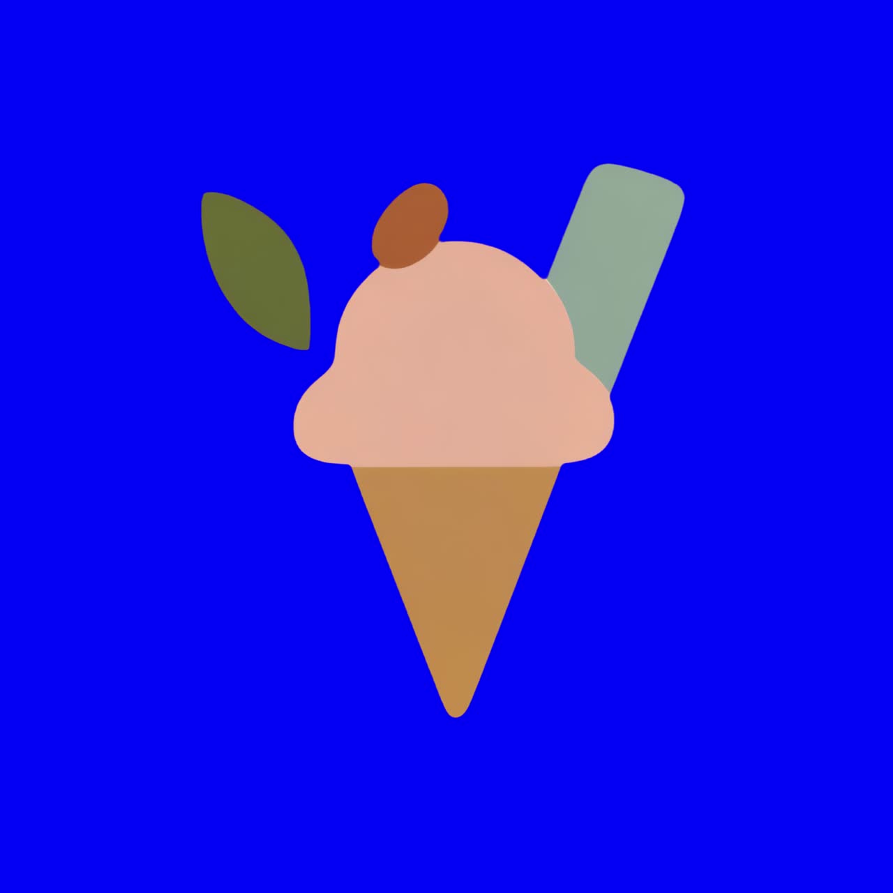Colorful ice cream cone illustration animation, transparent 4K video, green screen