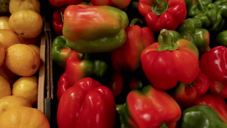 calabazas, limones y pimientos exhibidos