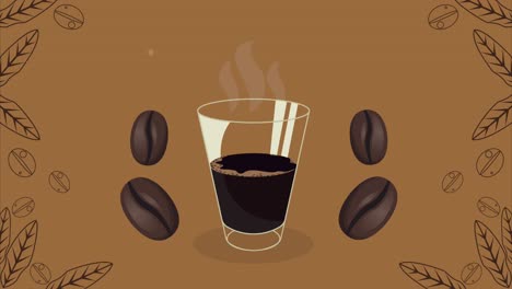 delicioso vaso de café y animación de semillas