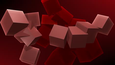 fluid animation loop background of a red color rotating cube group