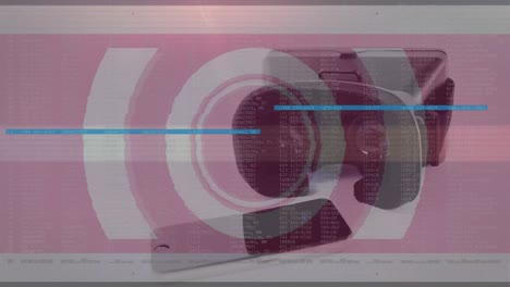 animación del escaneo del alcance con glitch y auricular vr